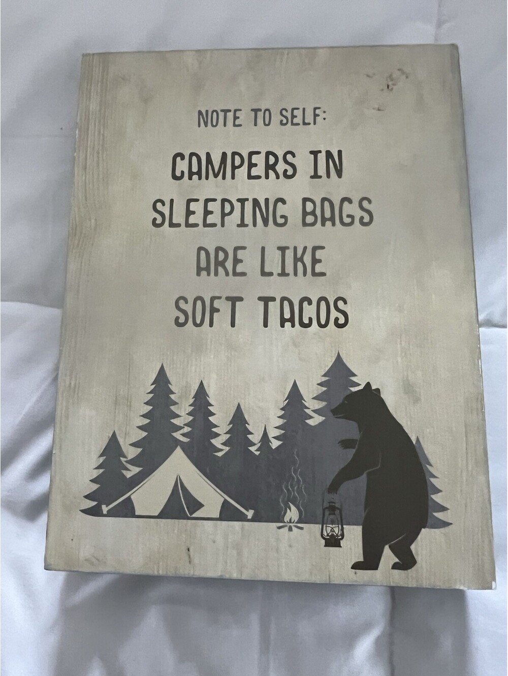 Rustic Wood Camping Camper’s are like soft tacos Sign Bear Forest  hang on Wall